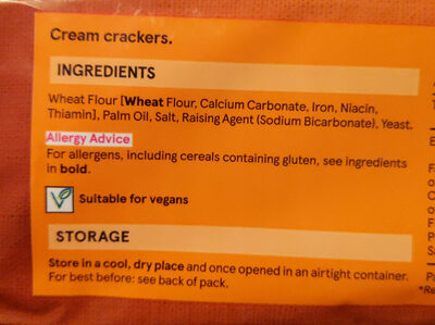 Cream crackers - Ingredients