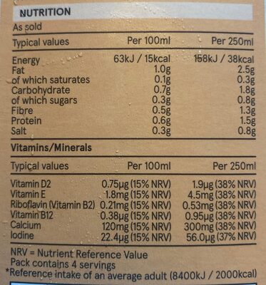Unsweetened Almond Milk Alternative - Nutrition facts