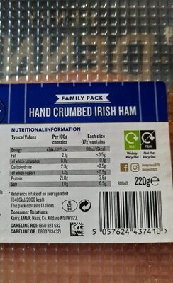 Hand crumbed ham - Nutrition facts