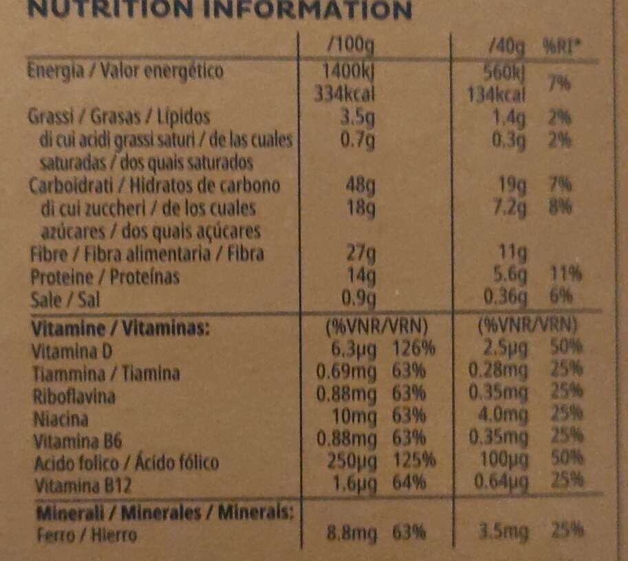 All Bran Fibra Plus - Información nutricional