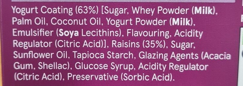 Coated raisins - Ingredients
