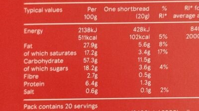 Choc chip shortbread - Voedingswaarden - fr