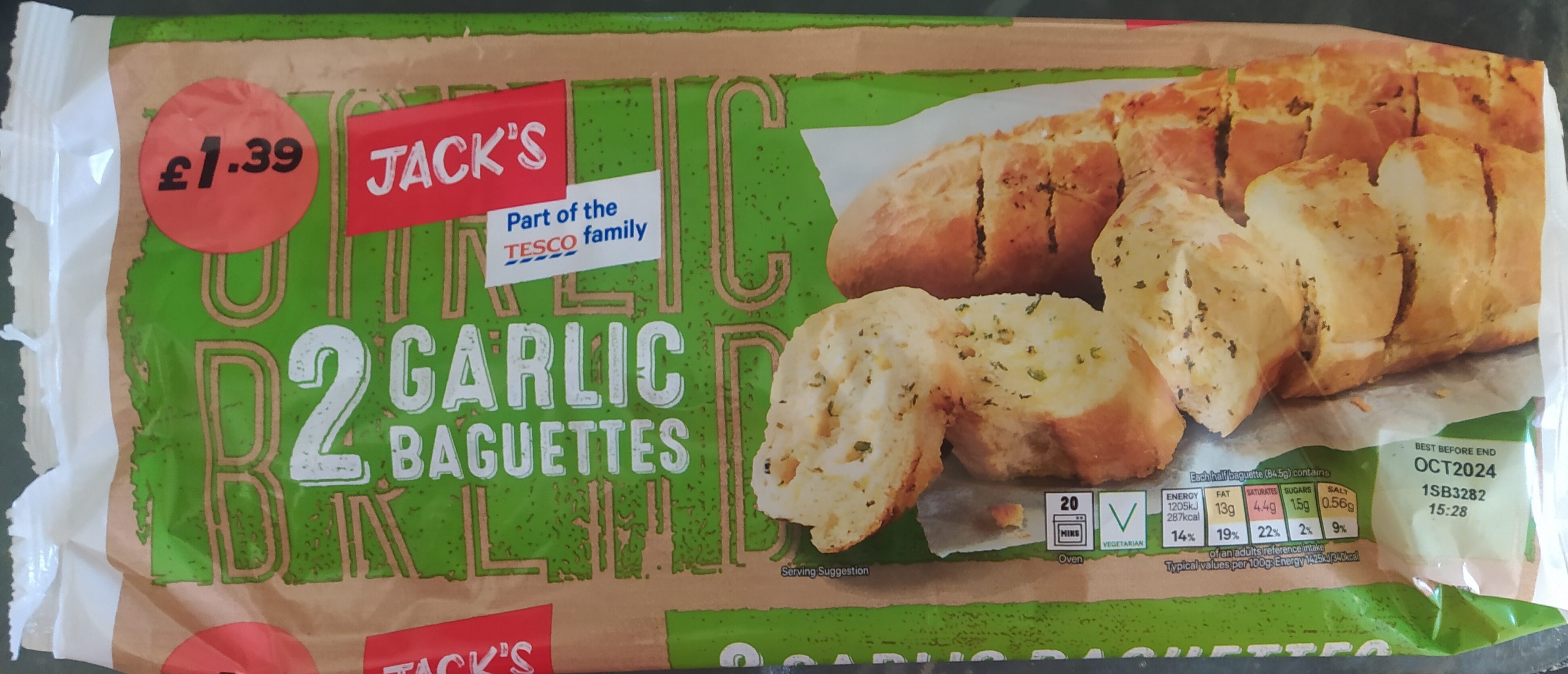 2 Garlic Baguettes - Product