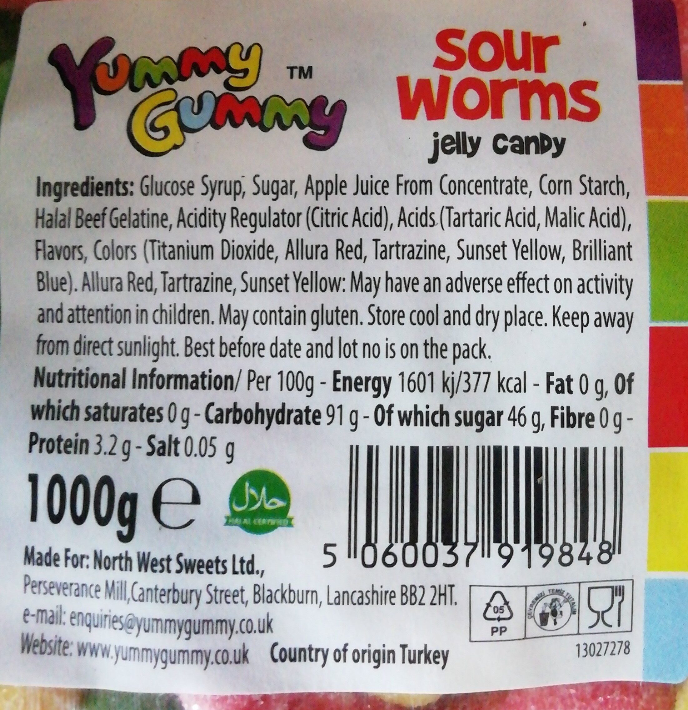 Yummy gummy sour worms - Ingredients