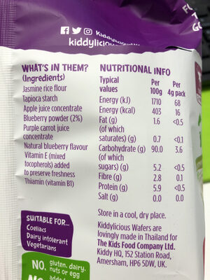 Blueberry wafers - Nutrition facts