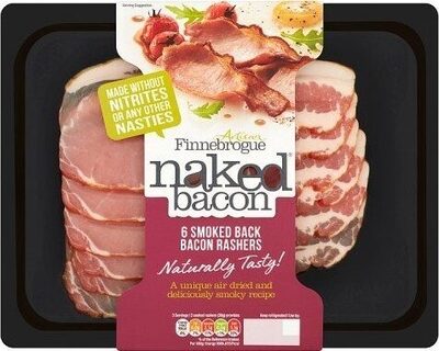 Calories in Finnebrogue Artisan Finnebrogue Artisan Naked Bacon 6 Smoked Back Bacon Rashers
