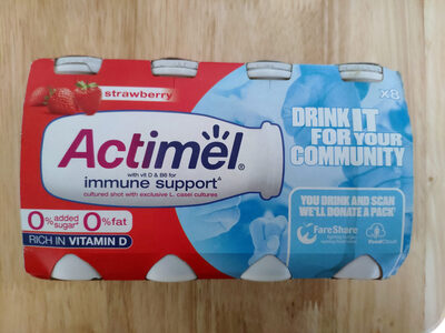 0% added sugar 0% fat strawberry Actimel - Product