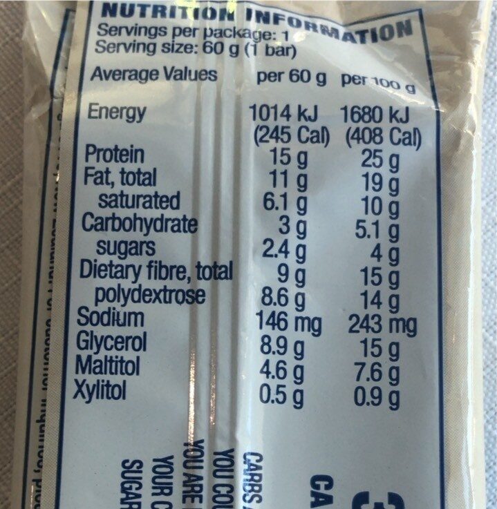 Low carb fusge caramel bar - Nutrition facts
