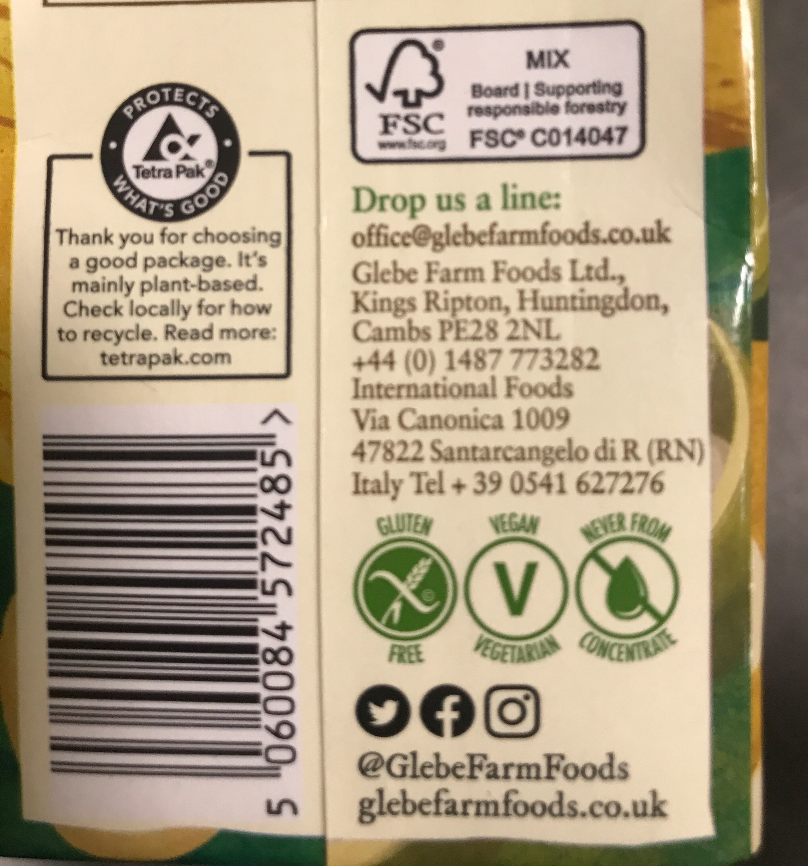 Soya milk - Recycling instructions and/or packaging information