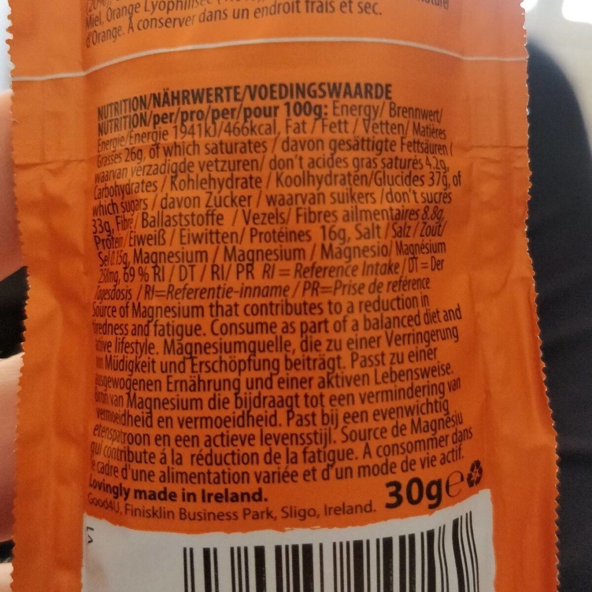 Energise Cocoa & Orange - Nutrition facts - fr