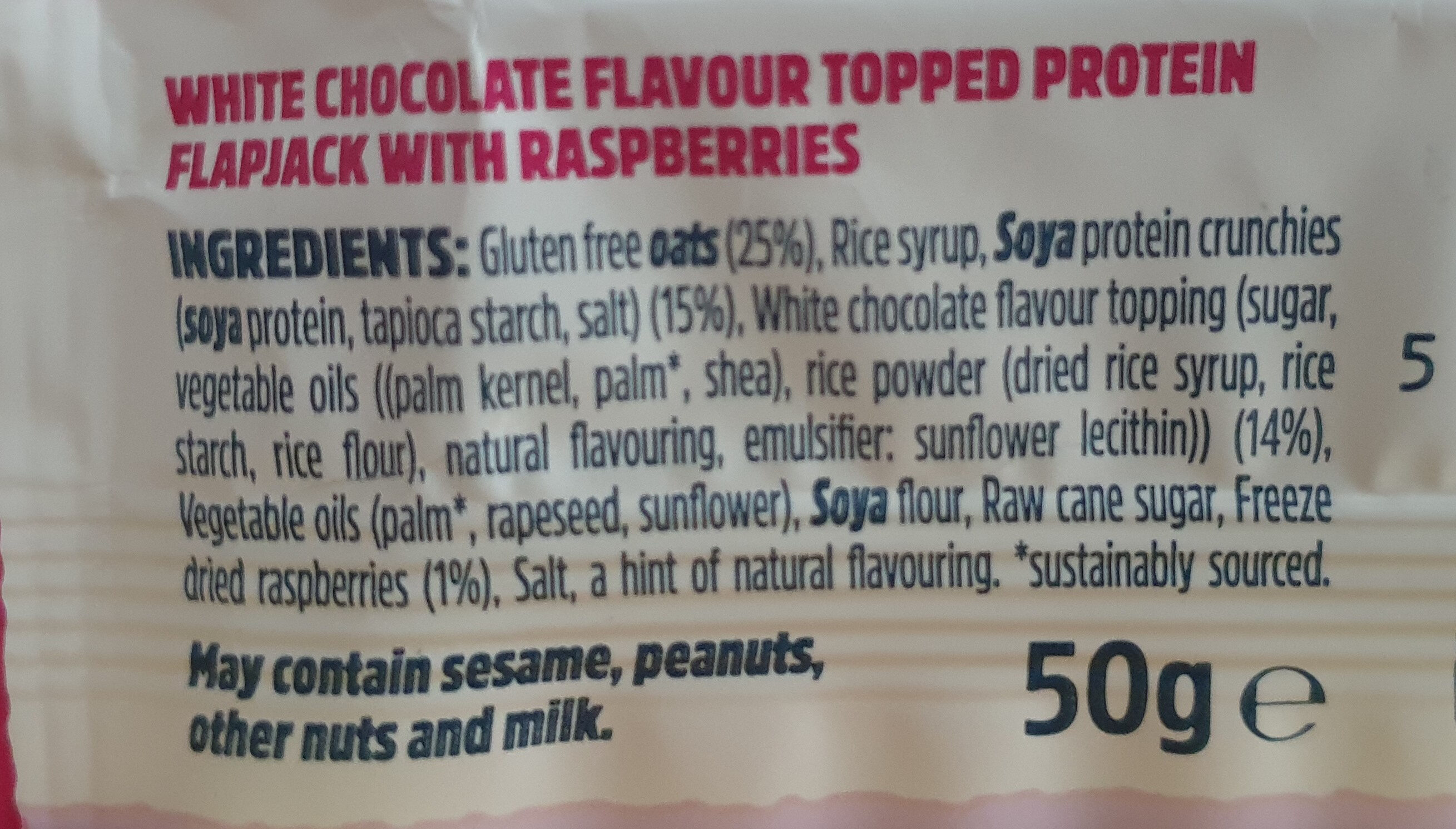 White choc & raspberry protein flapjack - Ingredients