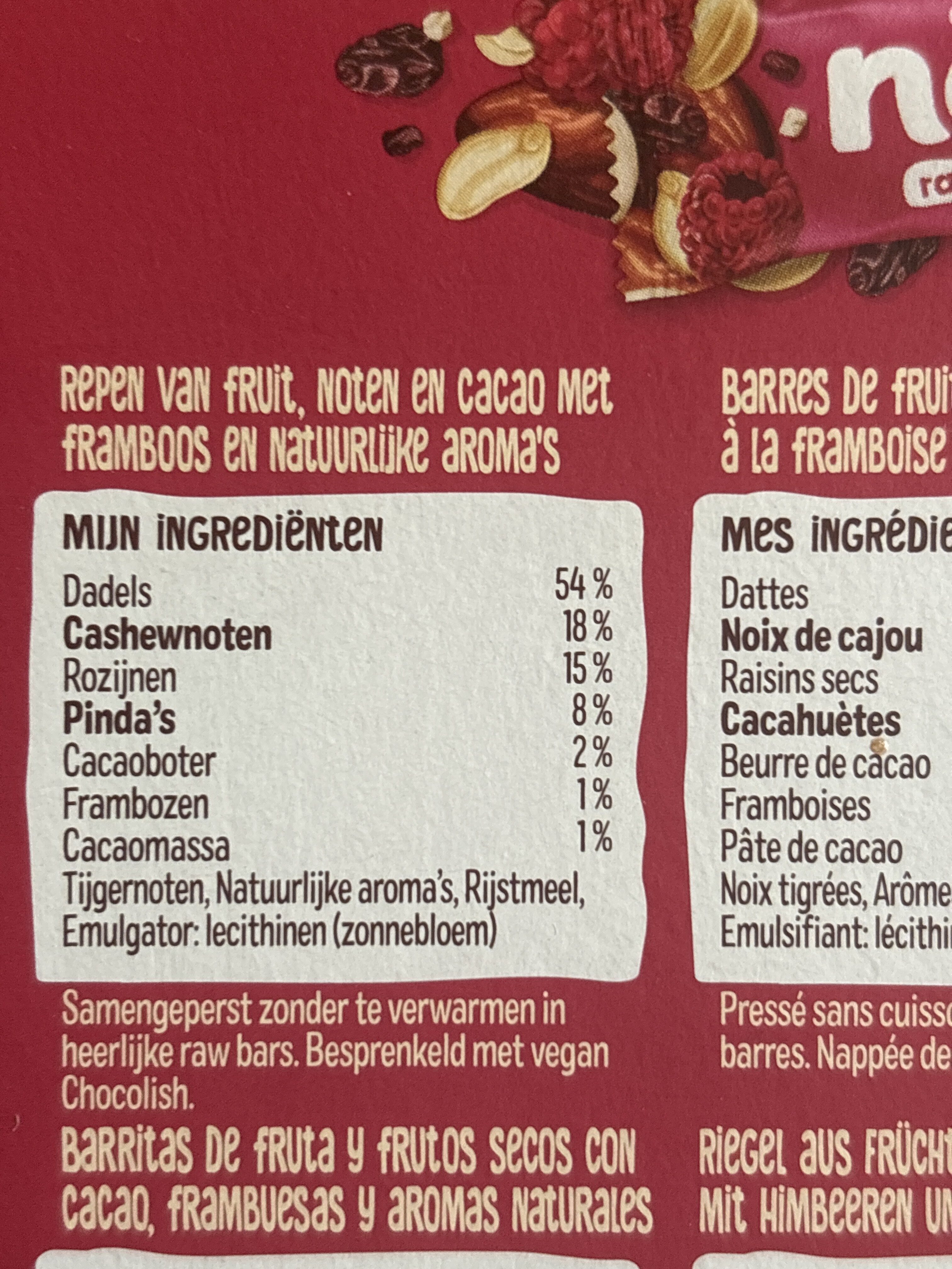 NAKD Framboise Chocolish - 120g (4x1p) - Ingrédients