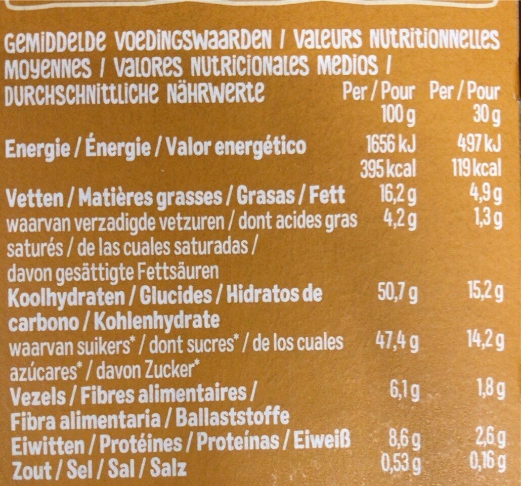 NAKD Cacahuète Chocolish - 120g (4x1p) - Tableau nutritionnel