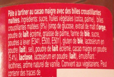 Pâte à tartiner MALTESERS® 200g - Ingredients - fr