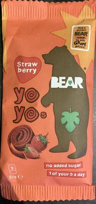 Bear Pure Fruit Yoyos Strawberry 20G - Produkt