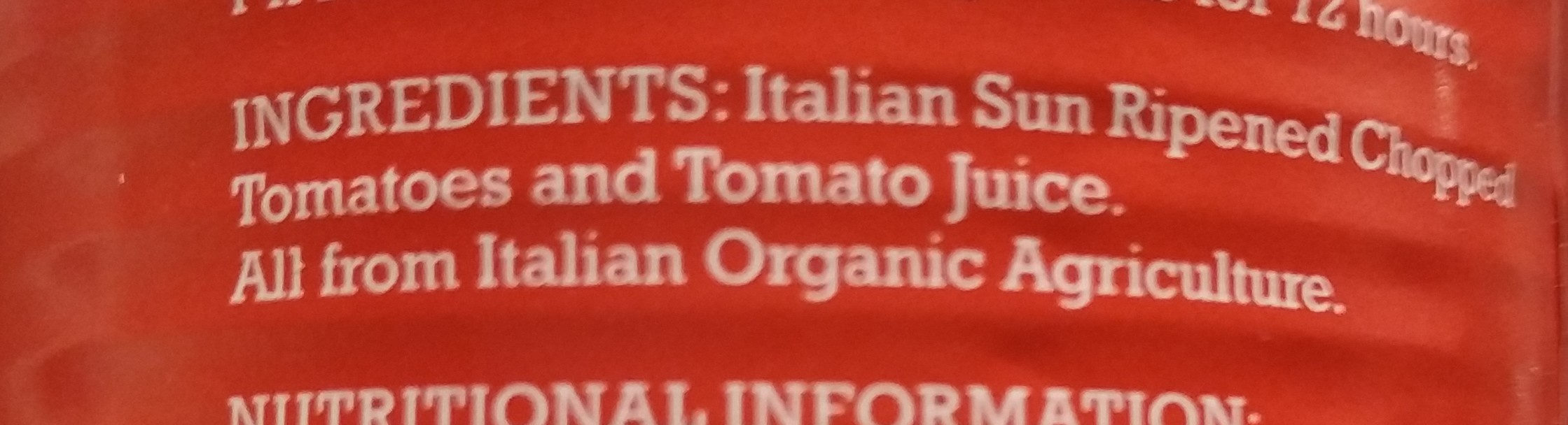 Organic Italian Organic Chopped Tomatoes - Ingredients