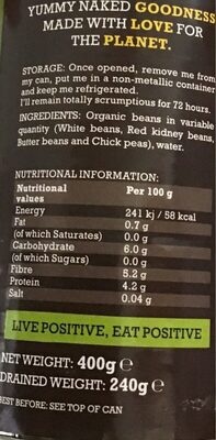 Organic Mixed Beans - Nährwertangaben