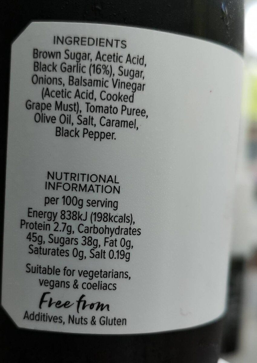 Black Garlic Ketchup - Nutrition facts