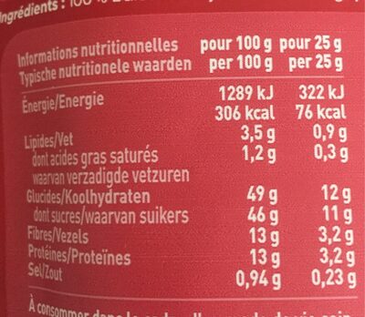 Baies de goji - Nutrition facts - fr