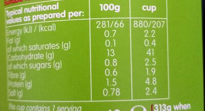 Rice noodles chilli miso - Nutrition facts