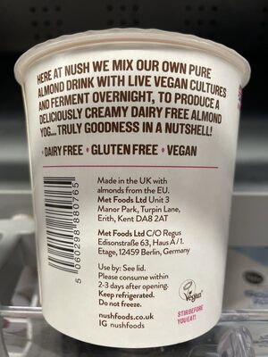 dairy free almond yog raspberry - Recycling instructions and/or packaging information