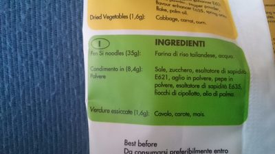 Rice Noodles Gusto Verdure - المكونات - it