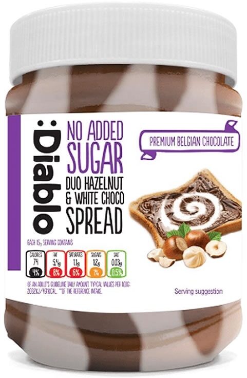 Diablo No Added Sugar Hazelnut & White Chocolate Spread 350G - Produit