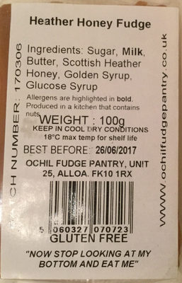 Heather Honey Fudge - Ingredients
