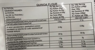 Farine de quinoa - Nutrition facts - fr