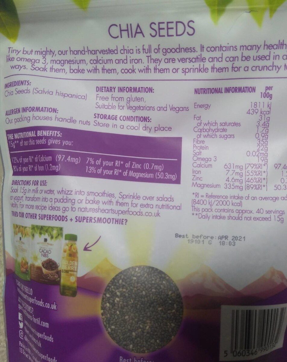Chia seeds - Nutrition facts
