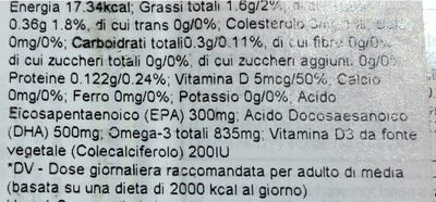 Opti3 Omega-3 Algenolie 60 Vegetarian Capsules - Voedingswaarden - fr