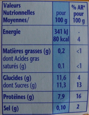 Danio minis (0 % MG) Mangue - Nutrition facts - fr