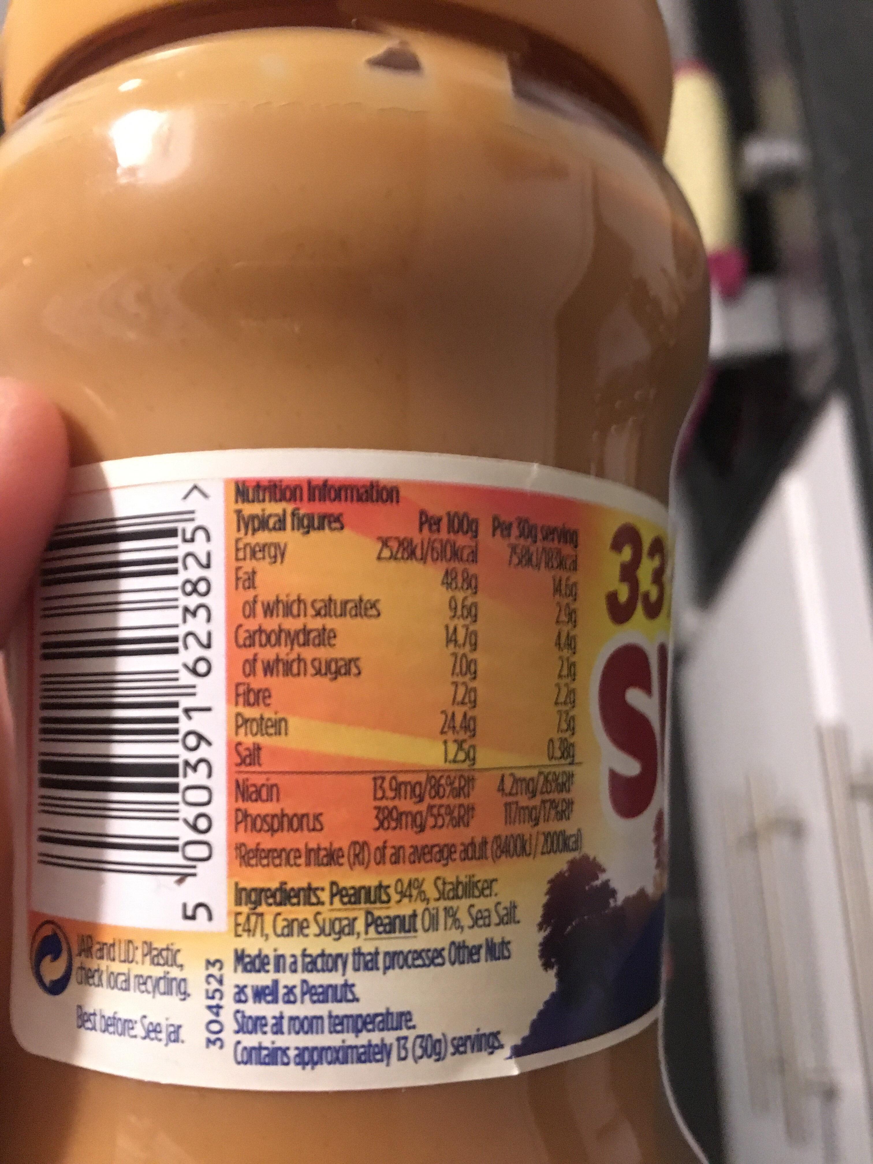 Smooth peanut butter - Nutrition facts