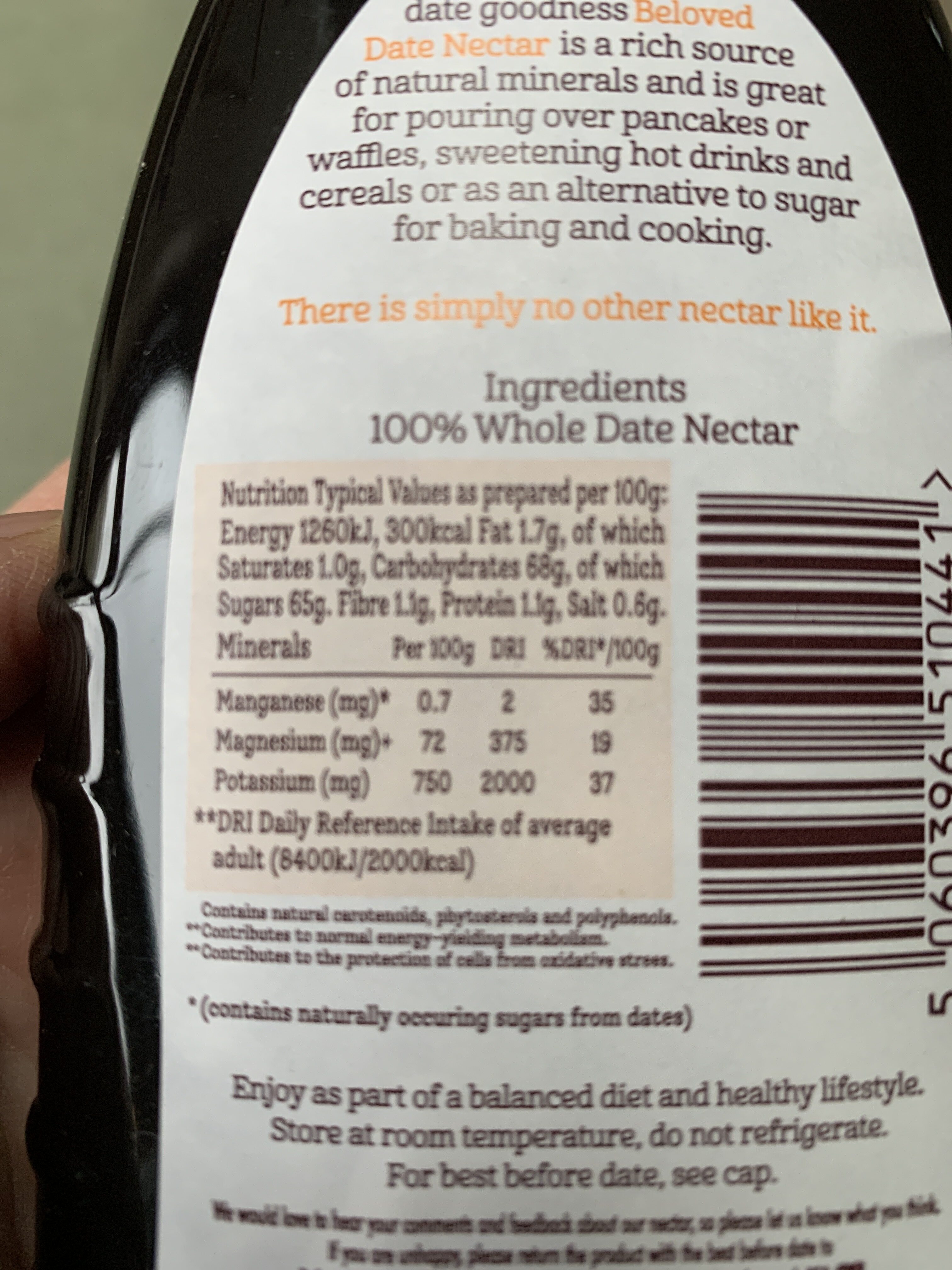 Date nectar - Nutrition facts