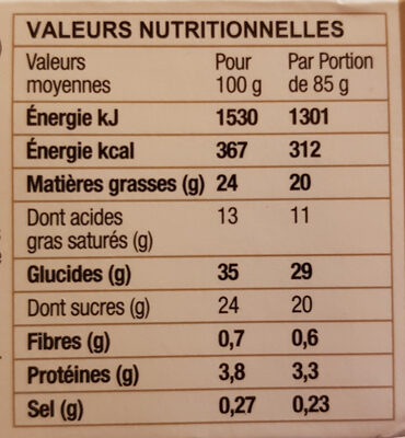 Cappuccino gourmand - Nutrition facts - fr