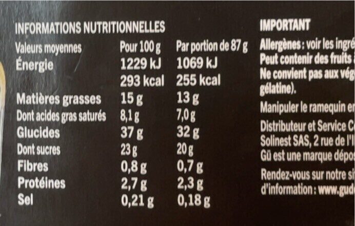 Fraises et mascarpone - Nutrition facts - fr