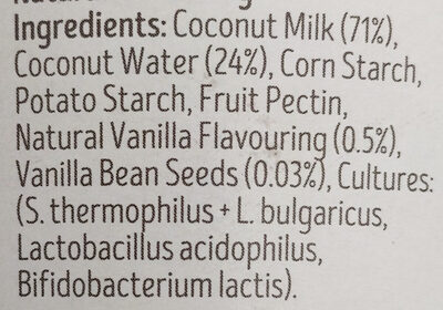Vanilla Coconut Yoghurt - Ingredients