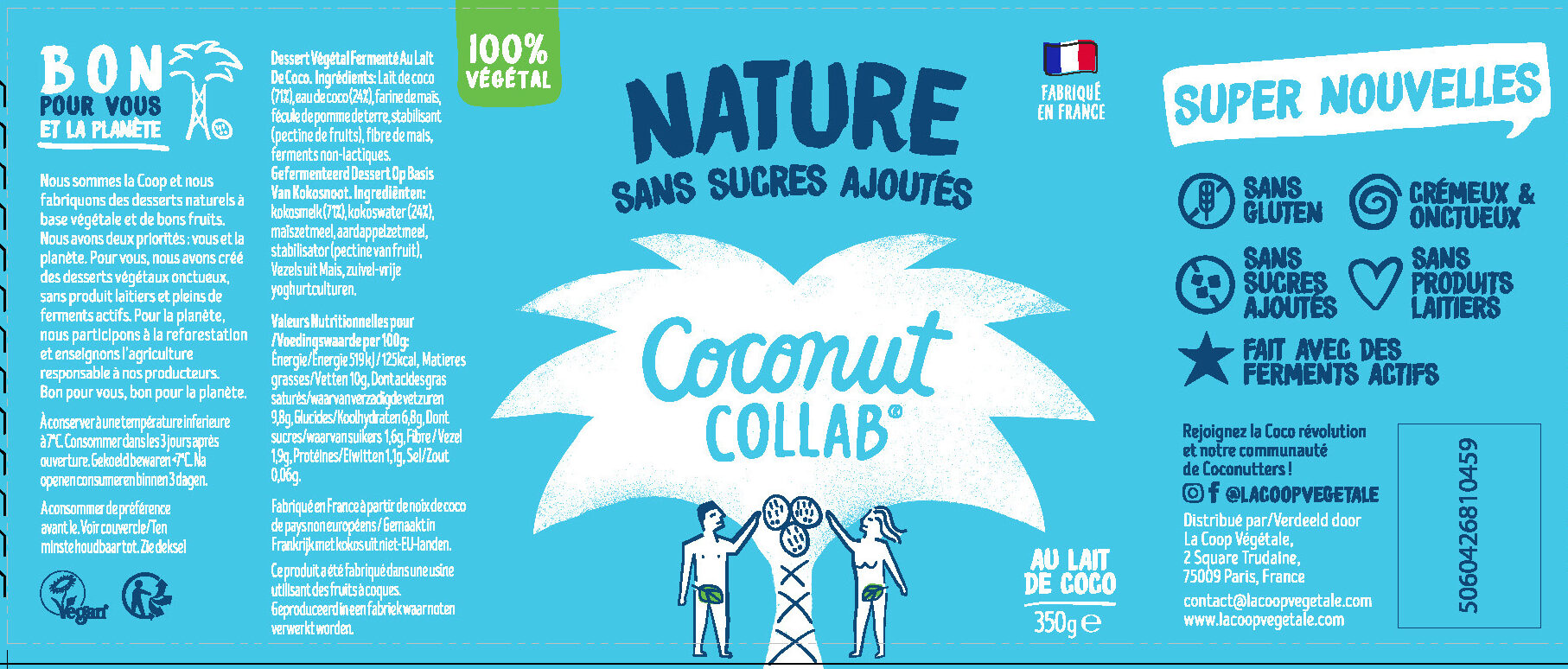 Yaourt végétal coco nature 350g - Ingredienti - fr