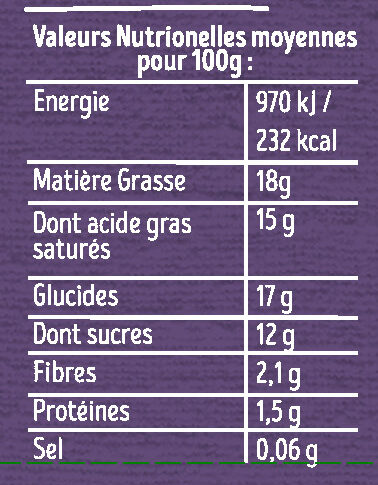 Liégeois au chocolat 2x60g - Valori nutrizionali - fr