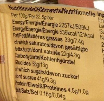 Cre&m Wafer Bar White Choc - Nutrition facts
