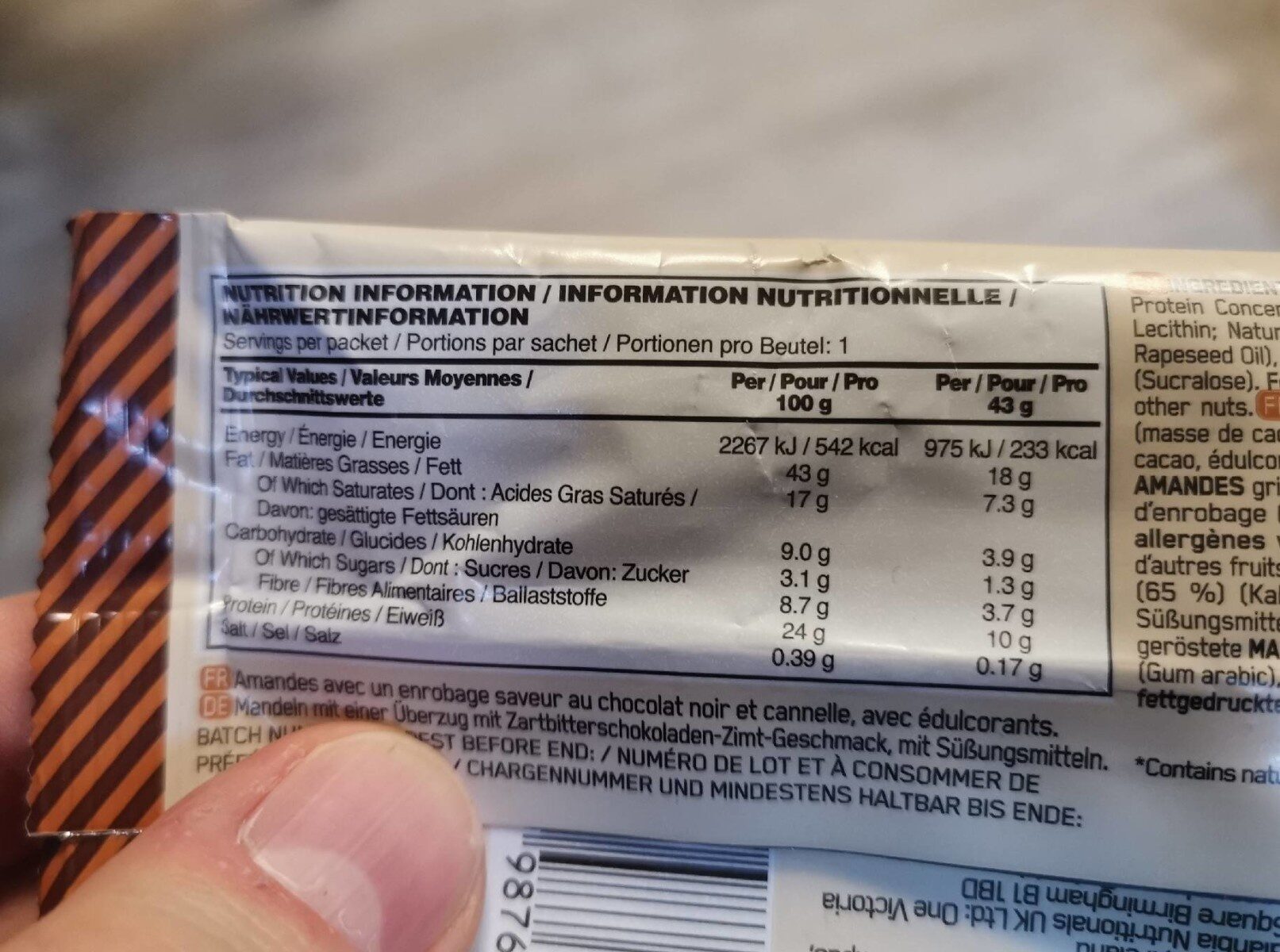 Protein almonds - Tableau nutritionnel