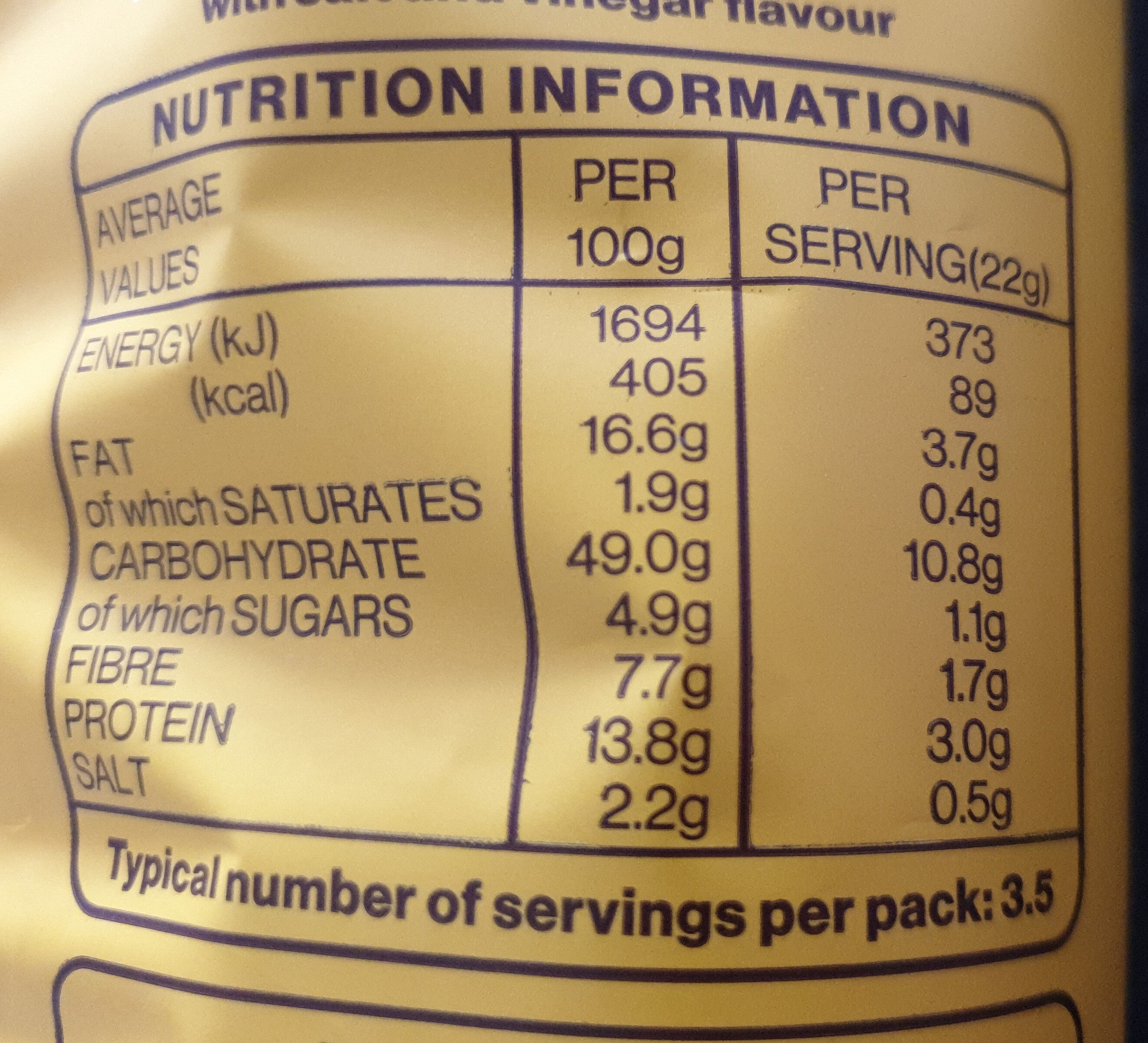 Organic chickpea puffs - Nutrition facts