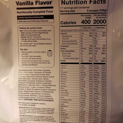 Vanilla Powder - Nutrition facts