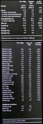Huel Bar cacao & orange - Nutrition facts