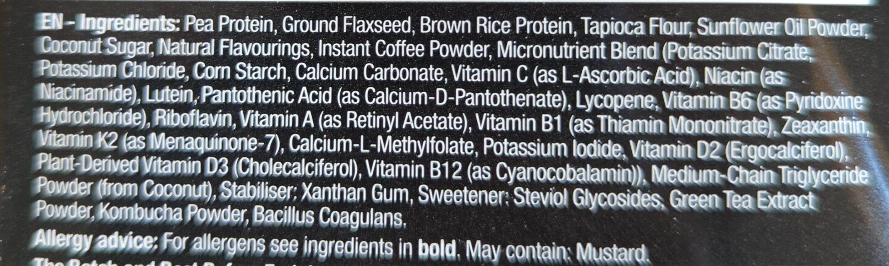 Black Edition Coffee Caramel v1.1 - Ingredients