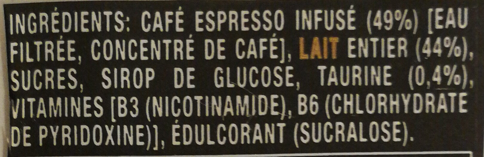 Monster Espresso parfum Espresso et lait - المكونات - fr