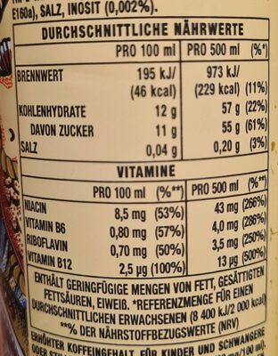 Monster Pacific Punch - Nutrition facts - de