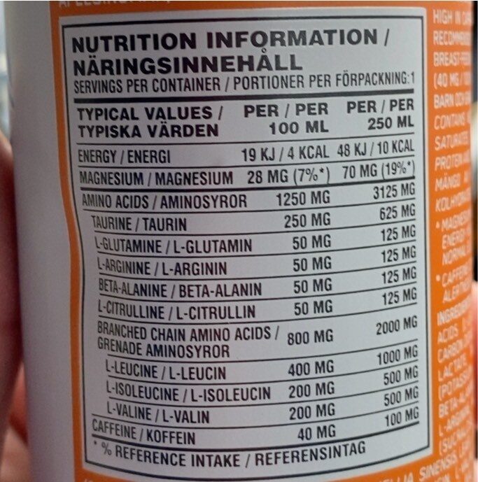 ESSENTIAL AMINO ENERGY - Nutrition facts