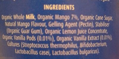 Mango Vanilla Live Yoghurt - Ingredients