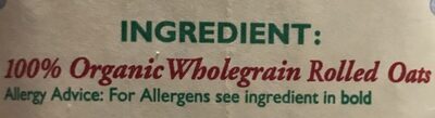 Irish Organic Jumbo Oats - Ingredients